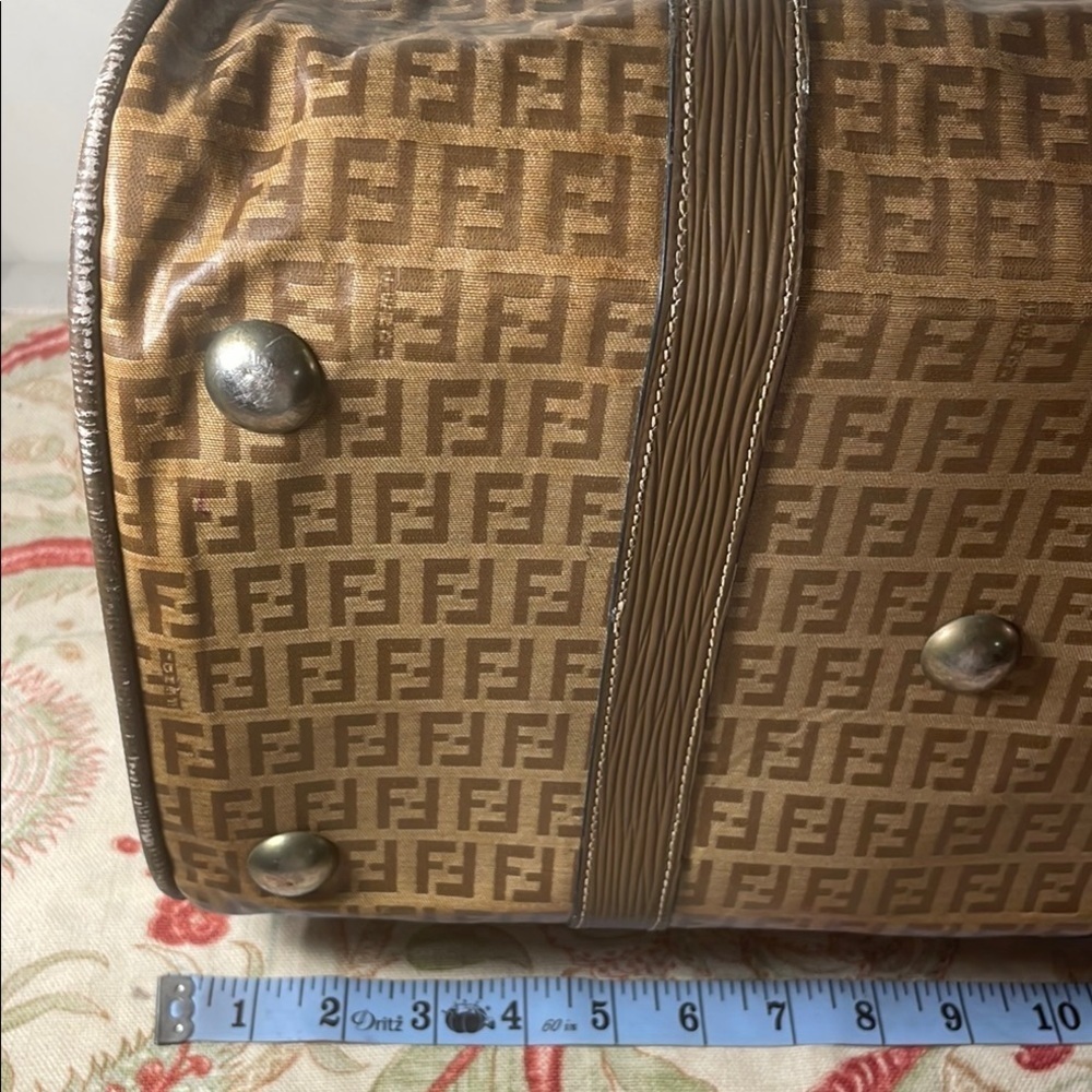 Fendi Zucca 48h Boston Brown Duffel Travel Bag with Monogram Design Unisex As Is - Picture 7 of 13